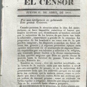 DIARIO EL CENSOR 11/4/1816 DIARIO MUY INTELECTUAL Y RARO .