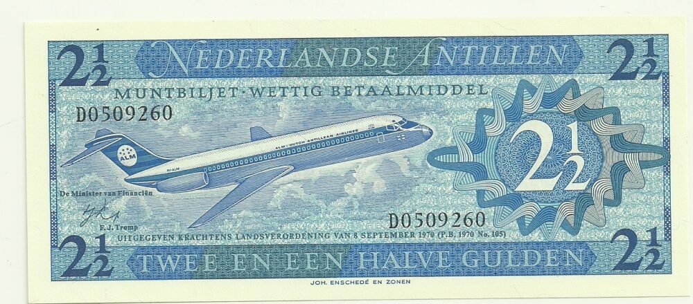 ANTILLAS HOLANDESAS 2 1/2 GULDEN 1970 PICK 21 UNC