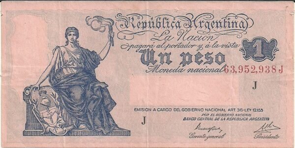 ARGENTINA 1 PESO BOT 1830 XF SERIE J