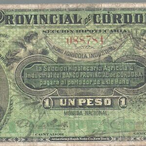 ARGENTINA 1 PESO BANCO PROVINCIAL DE CORDOBA BAU 116 VF