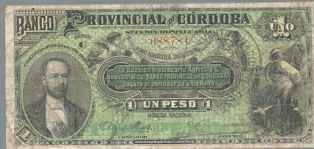 ARGENTINA 1 PESO BANCO PROVINCIAL DE CORDOBA BAU 116 VF