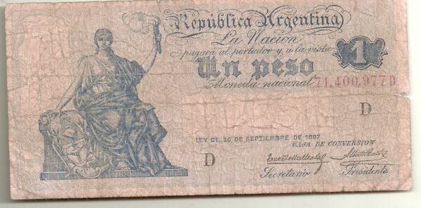 ARGENTINA 1 PESO CAJA DE CONVERSION BOT 1558 F