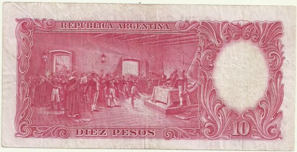 ARGENTINA 10 PESOS MONEDA NACIONAL BOT 1929 VF - Image 2