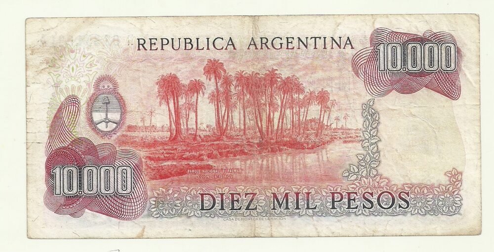 ARGENTINA 10000 PESOS LEY BOT 2489 REPOSICION VF - Imagen 2