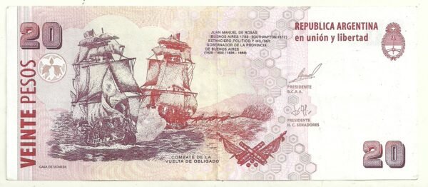 ARGENTINA 20 PESOS CONVERTIBLES BOT 3507 XF- - Image 2