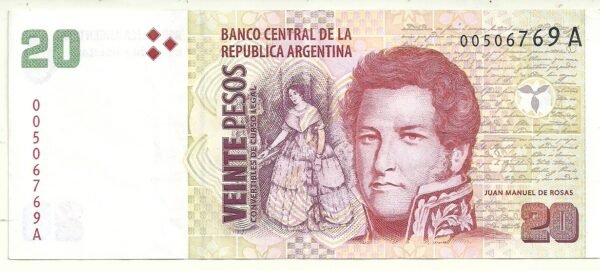 ARGENTINA 20 PESOS CONVERTIBLES BOT 3501 XF-/vf+