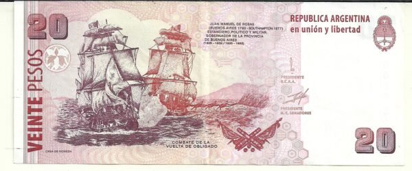 ARGENTINA 20 PESOS CONVERTIBLES BOT 3501 XF-/vf+ - Image 2