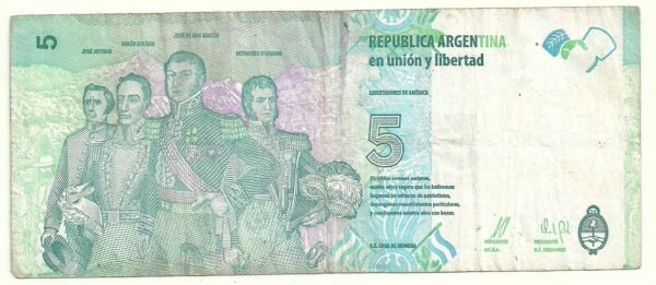 ARGENTINA 5 PESOS BOT 3902 DOBLE NUMERACION TENEMOS PATRIA - Imagen 3