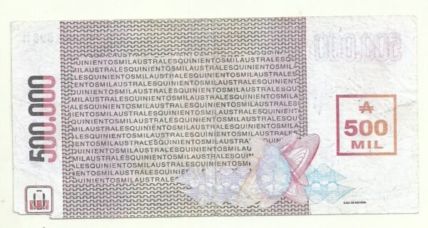 ARGENTINA 500000 AUSTRALES TRANSITORIOS BOT 2897 VF- - Imagen 2