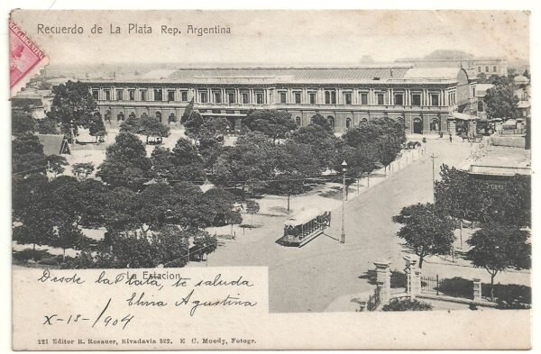 POSTAL VISTA ESTACION DE LA PLATA 1904