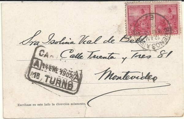 POSTAL VISTA GRAL DE LA PLATA 1902 - Imagen 2