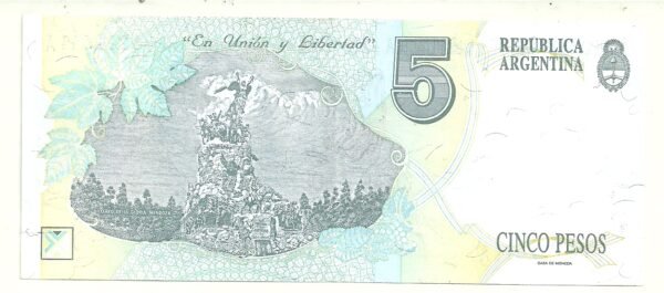 ARGENTINA 5 PESOS CONVERTIBLE BOT 3024 XF+ - Imagen 2