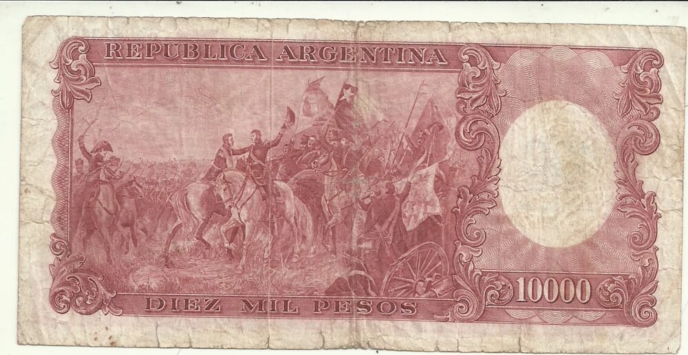 ARGENTINA 10000 PESOS MN RESELLADO BOT 2222 VF- - Imagen 2