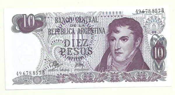 ARGENTINA 10 PESOS LEY BOT 2346 AU