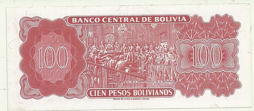 BOLIVIA 100 PESOS 1962 SERIE 11Z PICK 163 XF- - Imagen 2