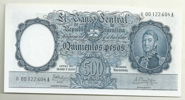 ARGENTINA 500 PESOS MONEDA NACIONAL REPOSICION BOT 2110 AU