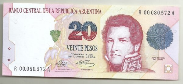 ARGENTINA 20 PESOS CONVERTIBLE PRIMER DISEÑO REPOSICION BOT 3054