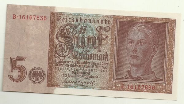 ALEMANIA 5 REICHMARK 1942 UNC P 186a