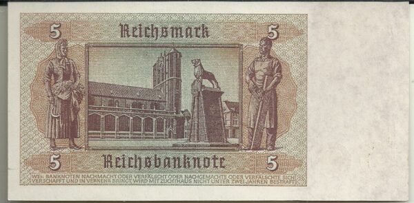 ALEMANIA 5 REICHMARK 1942 UNC P 186a - Imagen 2