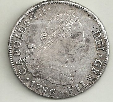 ARGENTINA POTOSI 8 REALES 1786 CARLOS III CJ 63.15.2