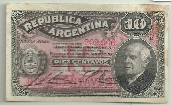 ARGENTINA 10 CENTAVOS FRACCIONARIO BOT 1046 VF