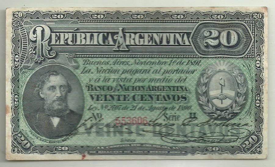 ARGENTINA 20 CENTAVOS FRACCIONARIO BOT 1025