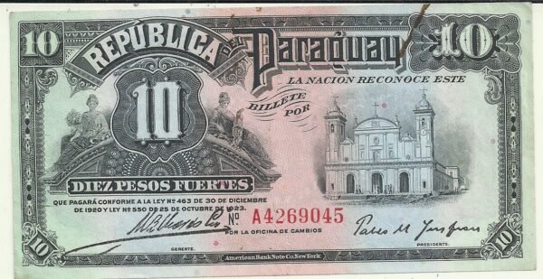 PARAGUAY 10 PESOS FUERTES P 164 UNC