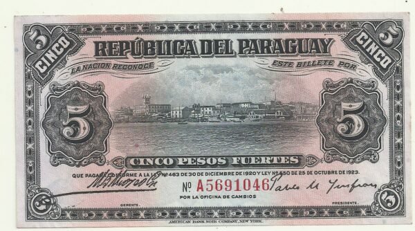 PARAGUAY 5 PESOS FUERTES P 163 UNC