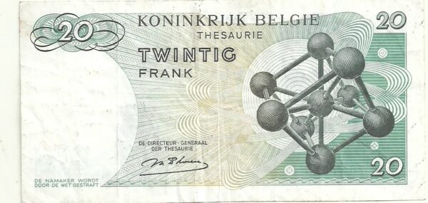 BELGICA 20 FRANCS 1964 P 138 - Image 2