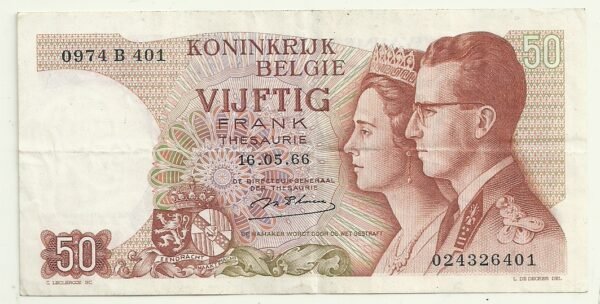 BELGICA 50 FRANCS 16/5/1966 P 139