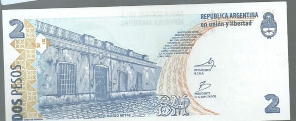 ARGENTINA 2 PESOS REPOSICION BOT 3244 UNC - Imagen 2