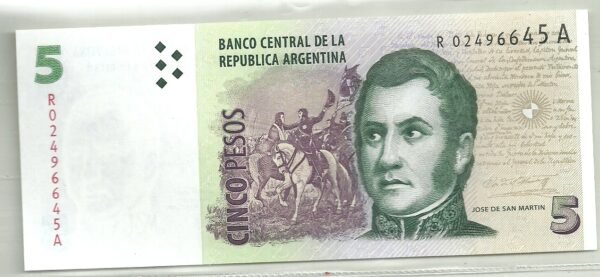 ARGENTINA 5 PESOS REPOSICION BOT 3329 UNC