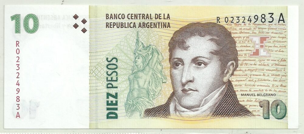 ARGENTINA 10 PESOS REPOSICION BOT 3420 UNC