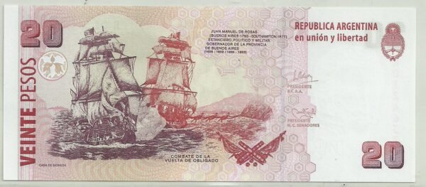 ARGENTINA 20 PESOS REPOSICION BOT 3519 UNC - Imagen 2