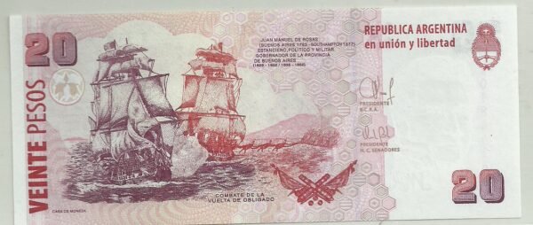 ARGENTINA 20 PESOS REPOSICION BOT 3526 UNC - Imagen 2