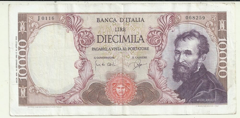 ITALIA 10000 LIRAS P97b VF+