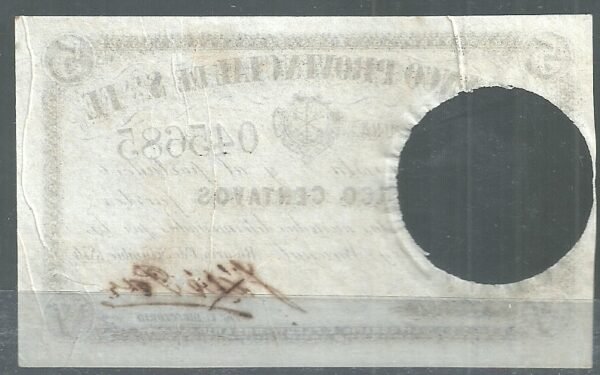 ARGENTINA BANCO SANTA FE 5 CENTAVOS 1874 BA 200b - Imagen 2