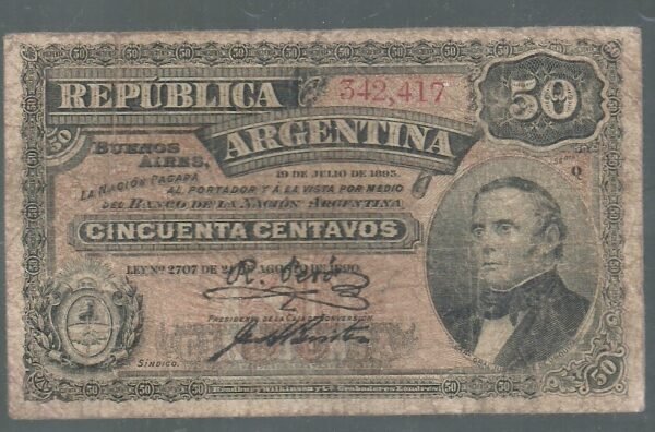 ARGENTINA FRACCIONARIO 50 CENTAVOS  BOT 1052 VF-