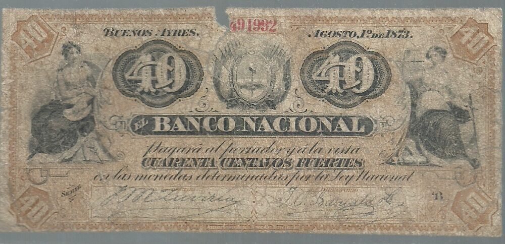 ARGENTINA 40 CENTAVOS FUERTES BN 51b