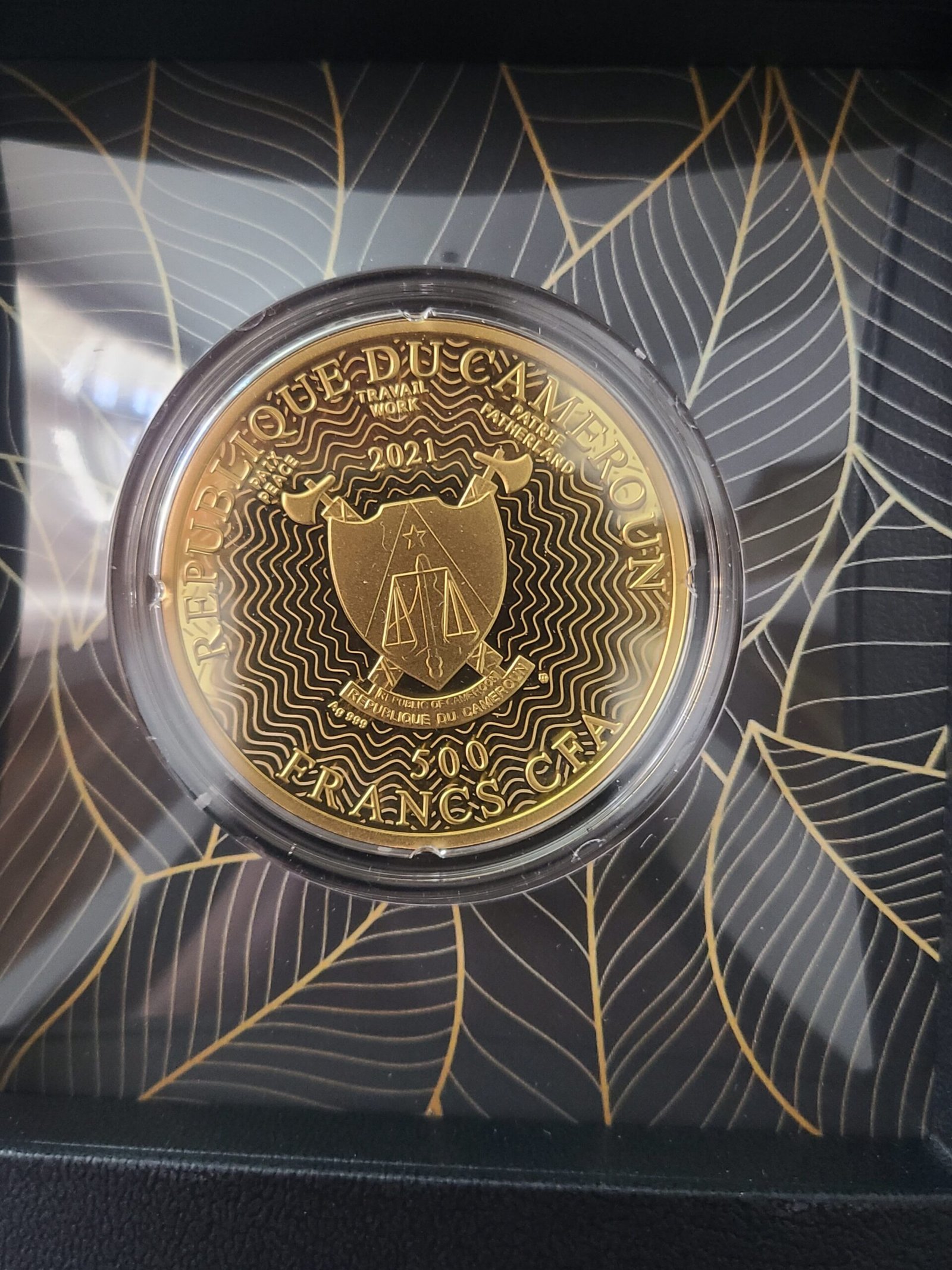 REPUBLICA CAMERUN 500 FRANCS 2021 EL ARBOL DE LA VIDA PROOF PLATA Y CARAT GOLD - Imagen 2