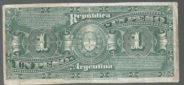 ARGENTINA 1 PESO RESELLO 1897 LA NACION CAJA CONVERSION BOT 1301 - Image 2