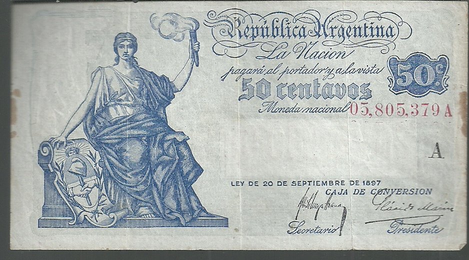ARGENTINA 50 CENTAVOS CAJA CONVERSION BOT 1525