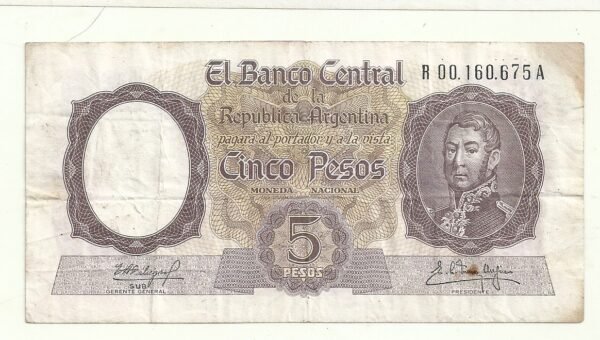 ARGENTINA 5 PESOS MONEDA NACIONAL BOT 1926 REPOSICION VF