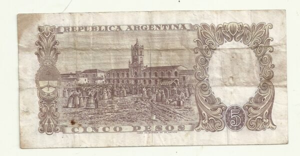 ARGENTINA 5 PESOS MONEDA NACIONAL BOT 1926 REPOSICION VF - Image 2