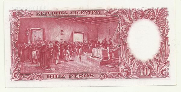 ARGENTINA MONEDA NACIONAL REPOSICION 10 PESOS BOT 1973a XF+ - Imagen 2