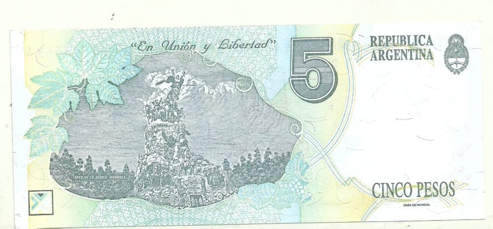 ARGENTINA 5 PESOS BOT 3024 UNC - Imagen 2