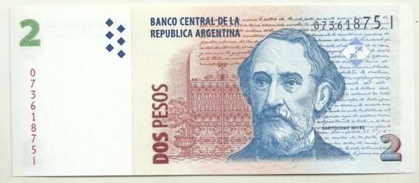 ARGENTINA 2 PESOS BOT 3232 UNC  SERIE I