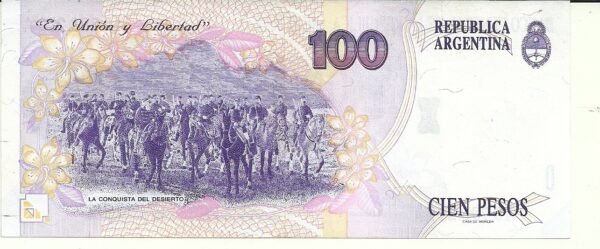 ARGENTINA 100 PESOS BOT 3072a XF++ SERIE A - Imagen 2