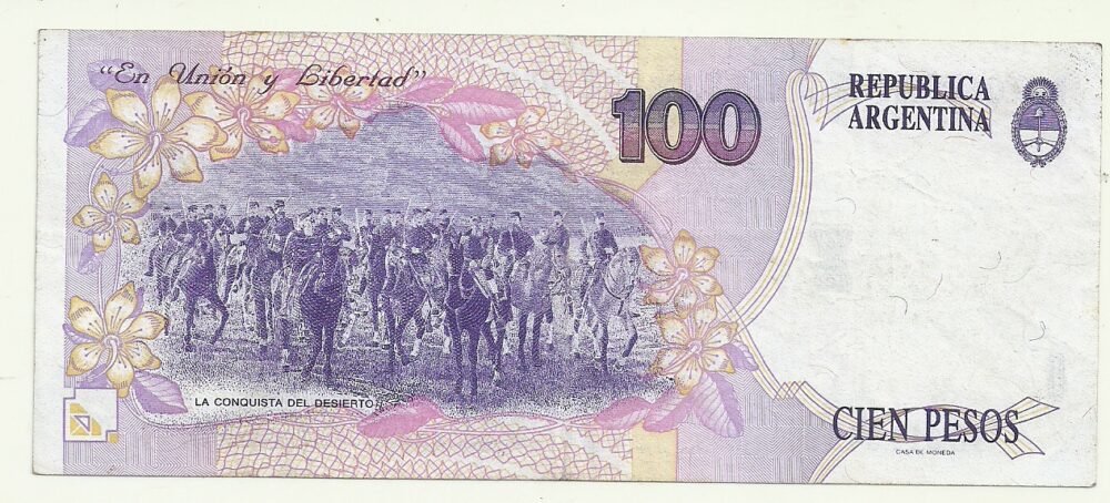 ARGENTINA 100 PESOS BOT 3078 vf+ SERIE B - Imagen 2