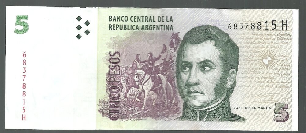 ARGENTINA 5 PESOS BOT 3332 XF- SERIE H